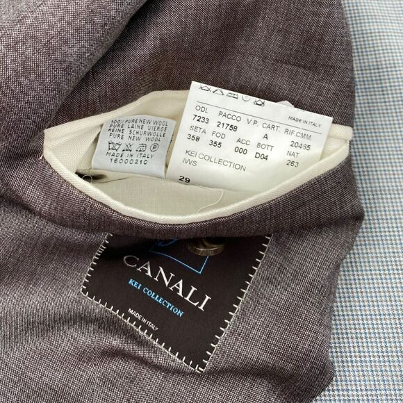 $1630 Canali KEI Collection Chore Blazer Jacket Mens 44R Unstructured Wool Brown - Picture 10 of 12